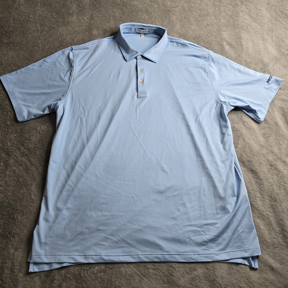 Peter Millar Shirt Mens Size 2XL XXL Summer Comfort Solid Blue Performance Golf